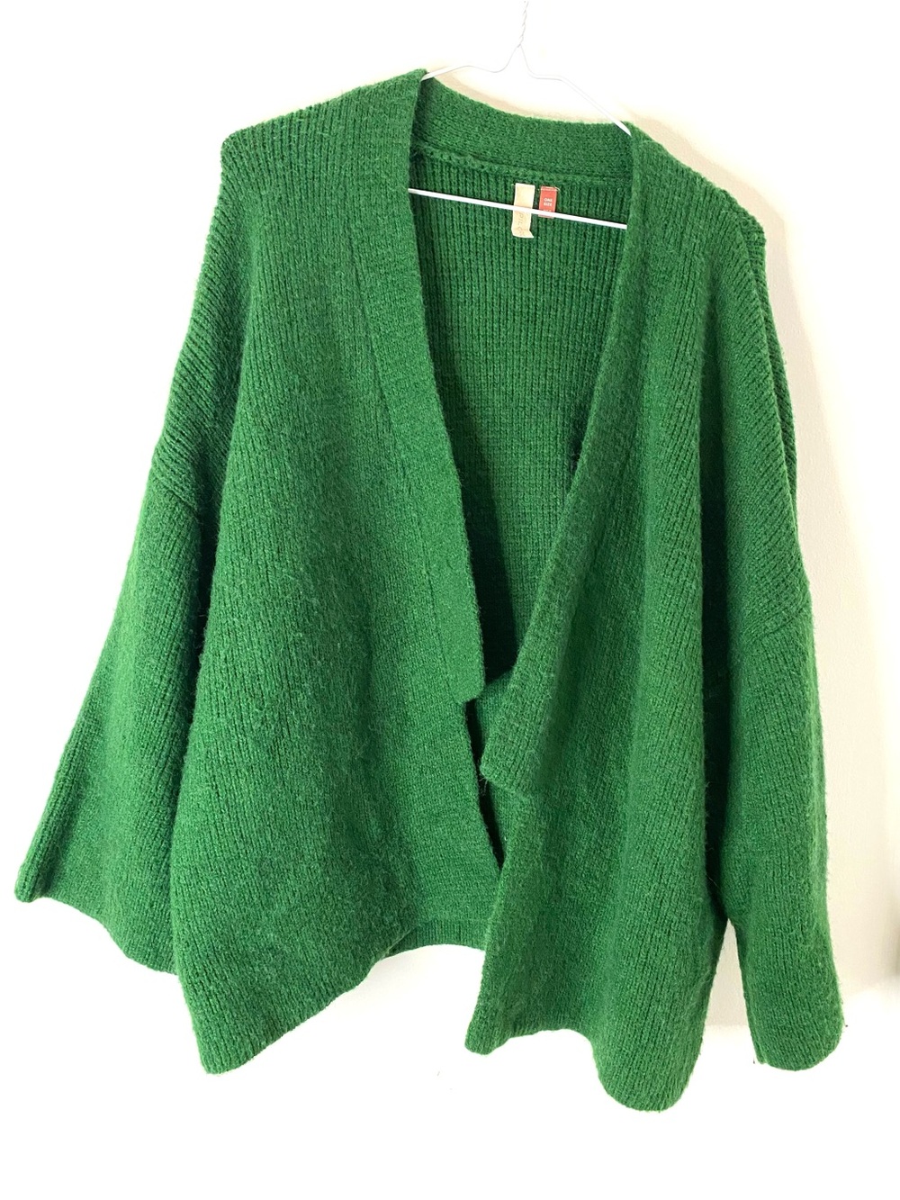 Pilcro Anthropologie Green Oversized Waterfall Cardigan One Size Fuzzy Knit